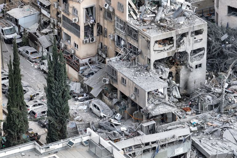 A drone photo shows the damage over residential homes and a school at the impact site following a missile attack from Iran on Israel, in Bnei Brak, Israel June 16, 2025. REUTERS/Chen Kalifa