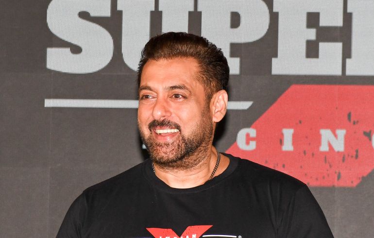 MUMBAI, MAHARASHTRA, INDIA - 2025/07/16: Brand ambassador and Bollywood actor Salman Khan is seen during a press conference to unveil season 2 of Indian Supercross Racing League (ISRL) in Mumbai. (Photo by Ashish Vaishnav/SOPA Images/LightRocket via Getty Images)