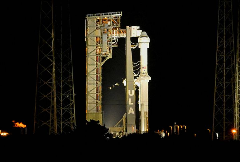 A United Launch Alliance Atlas V rocket carrying two astronauts aboard Boeing's Starliner-1 Crew Flight Test (CFT), is shown after the launch was delayed for technical issues prior to a mission to the International Space Station, in Cape Canaveral, Florida, U.S. May 6, 2024. REUTERS/Steve Nesius