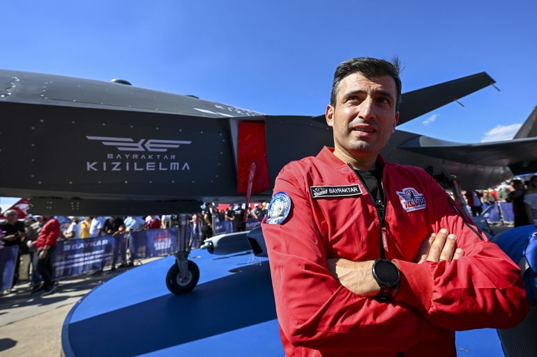 ADANA, TURKIYE - OCTOBER 2: CTO of Baykar, founding chairman of the T3 Foundation, and chief architect of Turkiye's first indigenous, operational UAV Systems, Selcuk Bayraktar attends the Turkiye's premier technology and aerospace event TEKNOFEST on its first day at Adana Airport in Adana, Turkiye on October 2, 2024. The four-day event will feature competitions, air shows, exhibitions and workshops. The event has been organized by the Turkish Technology Team (T3) Foundation and the Turkish Industry and Technology Ministry jointly since 2018, in cooperation with dozens of ministries, public institutions, private firms, and universities. (Photo by Utku Ucrak/Anadolu via Getty Images)